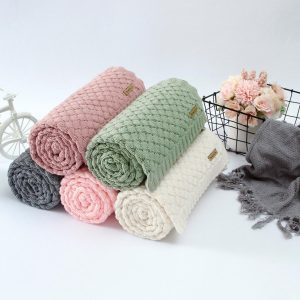 100*80cm Newborns Baby Wool Knitted Blankets Swaddling Wrap Kids Stroller Sofa Crib Bedding Set Autumn Winter Warm