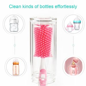 2 in 1 Silicone Bottle Brush Baby Bottle Cleaner Nipple Brush Detachable Brush Standing Brush Set For Feeding Bottles Cleaner