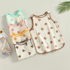 2023-03-03 Lioraitiin Baby Boy Girl Cartoon Animal Print Sleeveless Sleeping Sack Swaddle Transition Sleep Bag