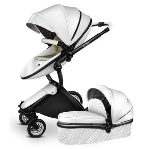 Luxury PU leather Newborn Carriage,High Quality Landscape two way trolley car, baby Pushchair shell pram