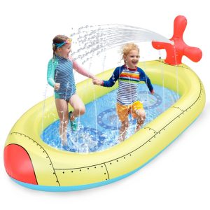 Kids Inflatable Kiddie Swimming Pool Removable Swim Pools Backyard Lawn Sprinkler for Boys Girls Summer Water Fun Gift