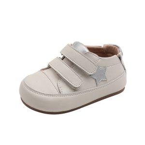 Spring Baby Shoes Microfiber Leather Toddler Boys Barefoot Shoes Star Soft Sole Girls Outdoor Tennis Fashion Kids Sneakers