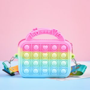 Square love Wallet for baby Antistress Pops Shoulder Bag Children Girls Cute Messenger Bag Kids Purse Mini Handbag Sensory Gifts