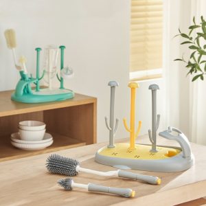 Baby Bottle Drying Racks Baby Bottle Brush Nipple Brush Drain Baby Bottle Cleaning Dryer Drainer Storage Toddler Bottle Holder