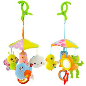 Stroller Crib Pram Bed Hanging Toy Accessories Musical Rotating Plush Cartoon Cute Appease Soothing Hand-eye Coordination