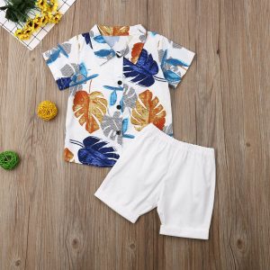 Citgeett Summer Kid Baby Boy Cotton Clothes Print Outfits Gentleman Short T-Shirt Pants Tops Gentle Beachwear Set