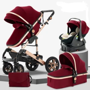3 in 1 Baby Stroller,Baby Travel System,Baby Carriage 3in1 with Isofix Base,Foldable Newborn Pram,Reversible Standard Stroller