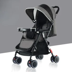 Lightweight Baby Stroller One-handed One-button Folding, Portable Stroller for Sitting or Lying Heavy-duty and Shock-resistant