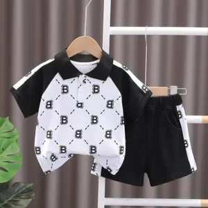 New Baby Boy Summer Clothes Set Children's Fashion Letter Print Polo Shirt + Shorts 2-Piece Suits 0-5 Year Old